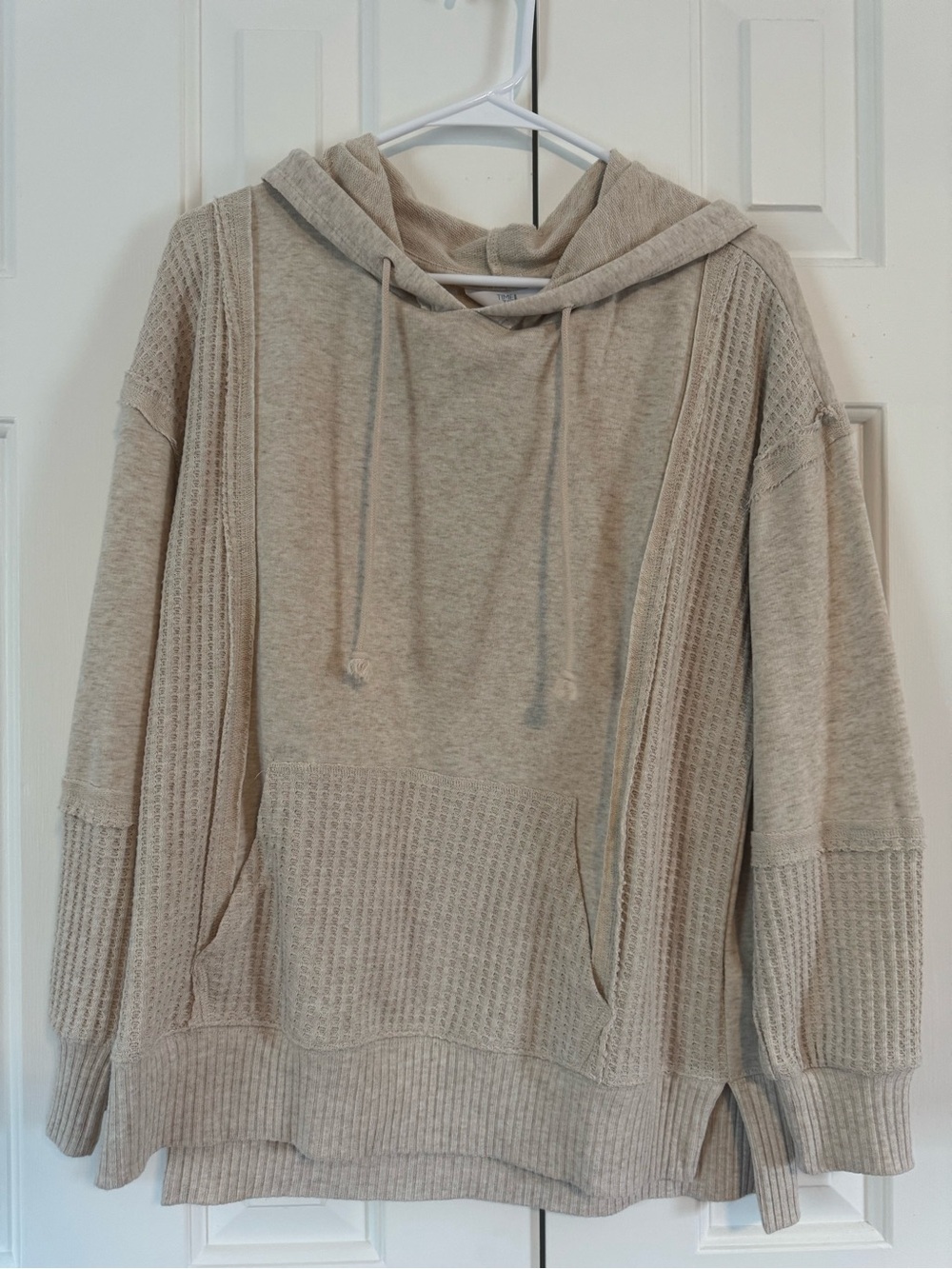 Time and Tru Waffle Knit Hooded Pullover Sweater